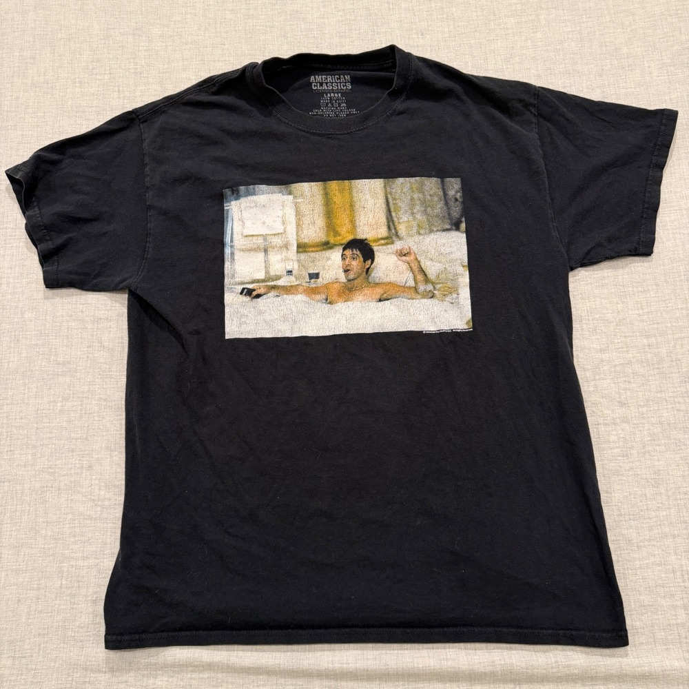 American Classics Scarface Tony Montana Bathtub Graphic T-Shirt Black Large L